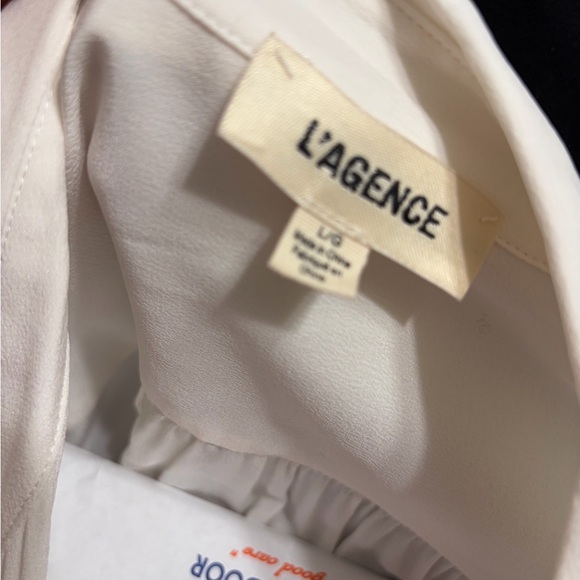 L'AGENCE Cream Silk-Feel Button Down Blouse - Picture 3 of 3